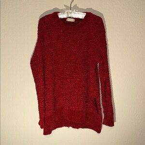 Altar'd State Vibrant Red Crew Neck Sweater Chenille